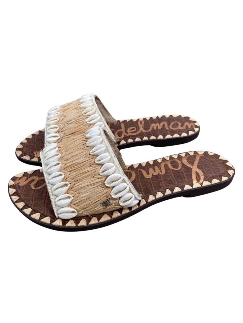 Sam Edelman Gale Shell Slide Sandal in Natural Ivory Size 7.5 NWOT